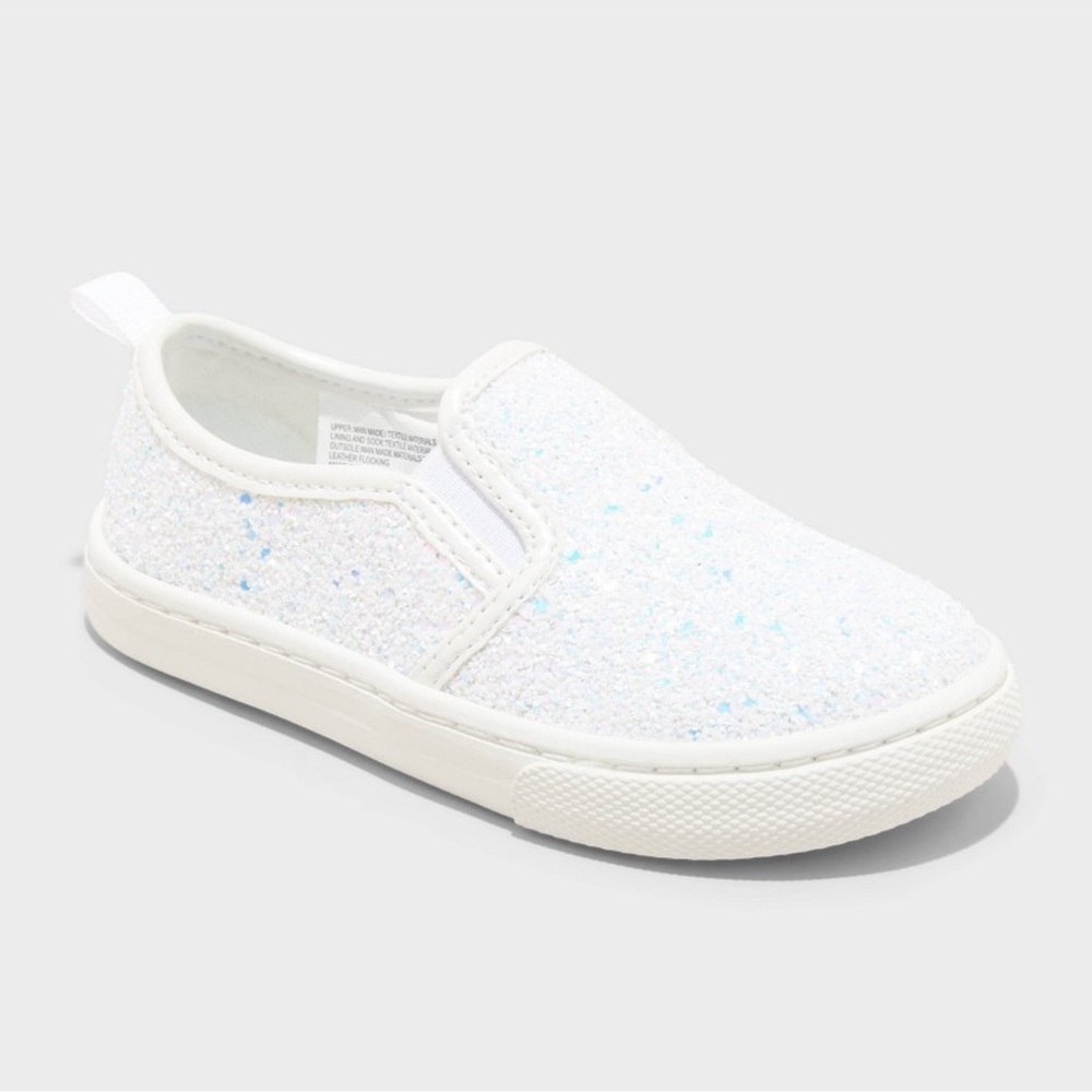 Cat & Jack Glittery White Kids Slip-On Sneakers - Picture 3 of 4